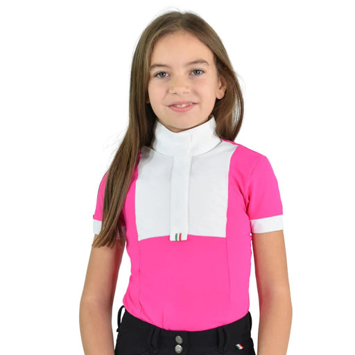 For Horses Ariel Girl's Short Sleeve Show Shirt Bright Pink