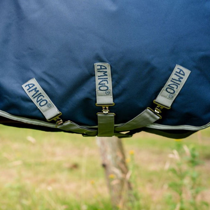 Amigo 1200D Plus Turnout 250g by Horseware Ireland Navy Belly Straps