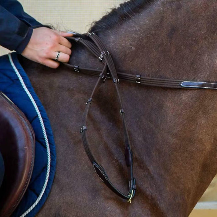 Dyon D Collection Web Reins 5/8" with 9 Leather Stops
