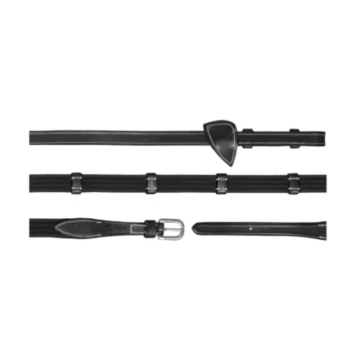 Dyon Working Collection Web Reins 5/8" with 9 Leather Stops Black