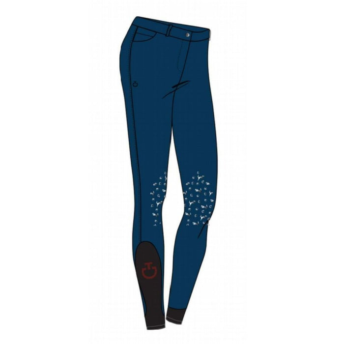 Cavalleria Toscana Girl Breeches With Horse Print Grip - Light Navy — Equi  Products